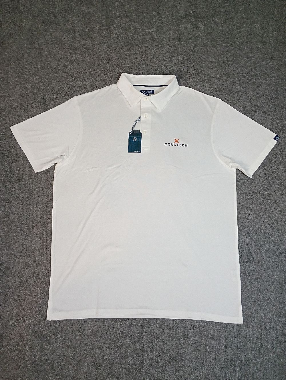 Fish Hippie Barhook Pique Polo XXL White Conxtech Logo Golf Casual Mens NWT